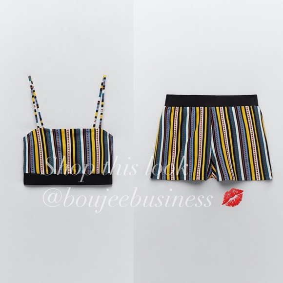 ZARA - Striped Jacquard Top + Shorts Set - Picture 4 of 5